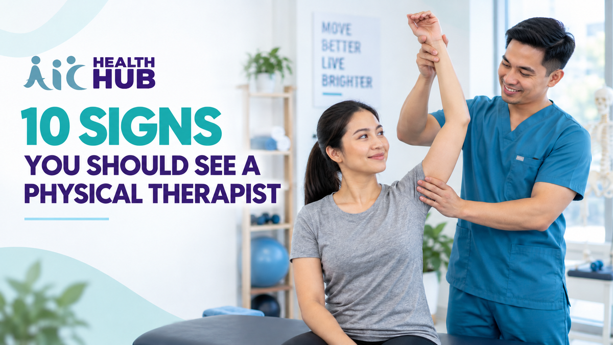 Physical therapist assessing a patient’s movement and mobility at AIC Health Hub.